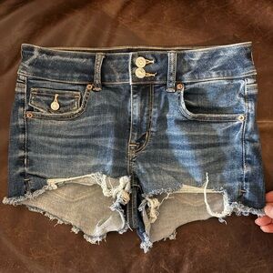 American Eagle Blue Distressed Jean Shorts